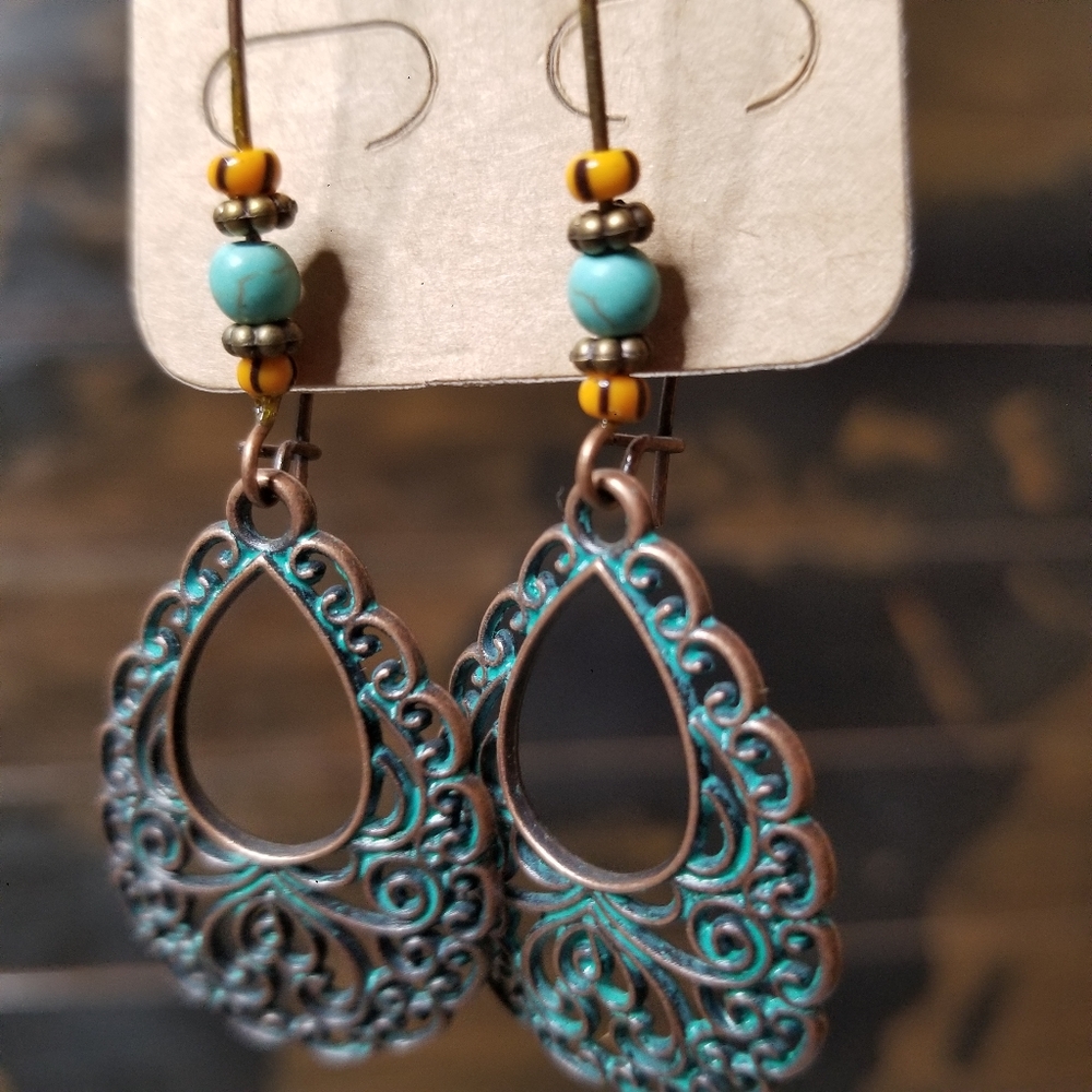 BE | Teal Turquoise Boho Trendy Fashion Earrings